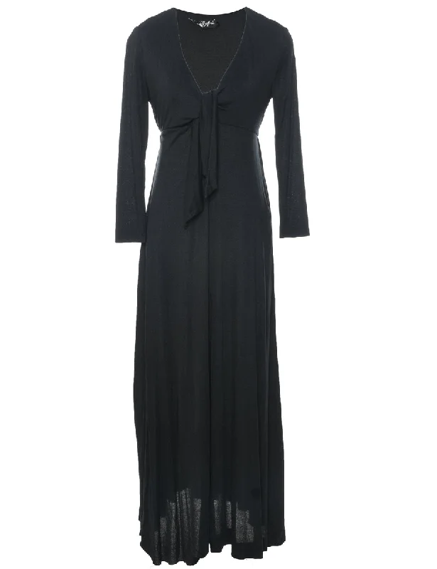 1970s Black Maxi Dress - S Comfortable Maxi Dress with Sleeves