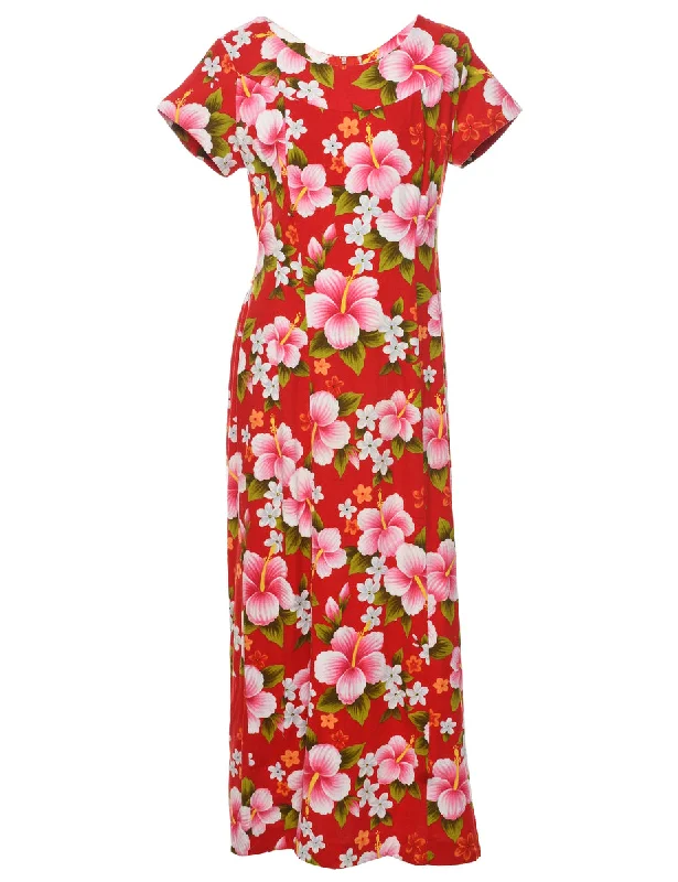 1970s Floral Print Maxi Dress - S Fashionable Maxi Dress with Fringe