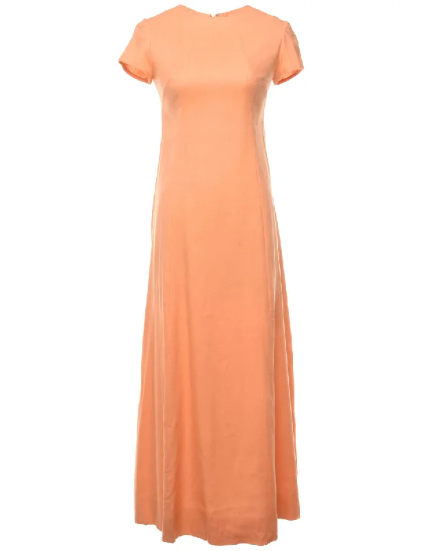 1970s Orange Maxi Dress - XS Fashionable Button-Down Maxi Dress