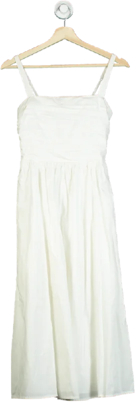 Abercrombie & Fitch White Maxi Dress UK XS Comfortable Ruffle Hem Maxi Dress