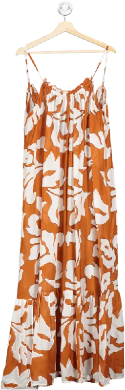 Anthropologie Orange The Malika Cover-up Maxi Dress UK Size 12 Stylish Longline Maxi Dress