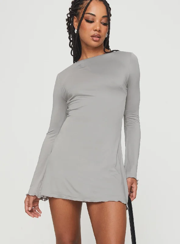 Arthars Long Sleeve Mini Dress Charcoal Cozy Cotton Mini Dress