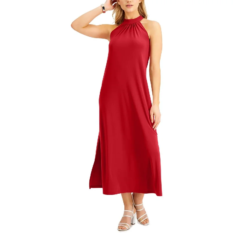 Bar III Womens Knit High Neck Maxi Dress Elegant Tiered Maxi Dress