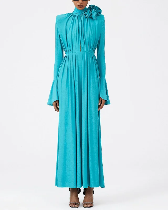 Bell Sleeve Maxi Dress Cozy Open-Back Maxi Dress