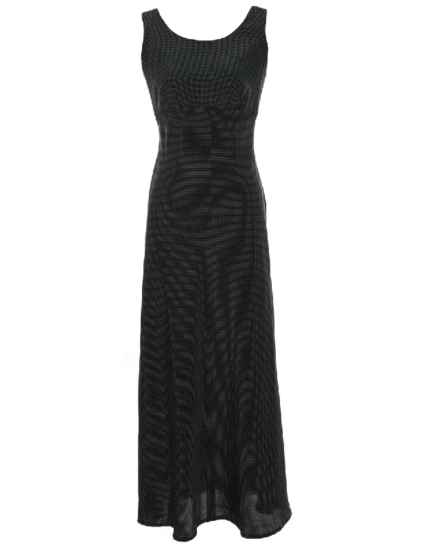 Black Polka Dot Maxi Dress - S Fashionable High-Low Maxi Dress