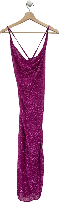 Boohoo Purple Sequin Cowl Neck Maxi Dress UK 8 Cozy Maxi Dress with Slit