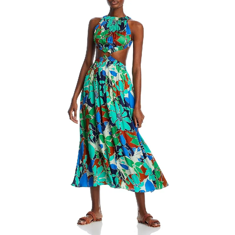 Cult Gaia Womens Theia Printed Cut-Out Maxi Dress Trendy Maxi Dress with Belt