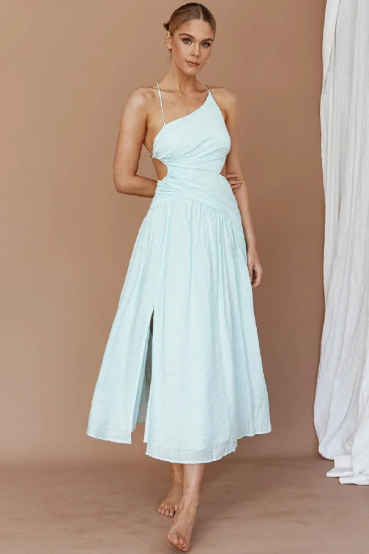 Destination Open Back Midi Dress Mint Trendy Ruffle Hem Midi Dress