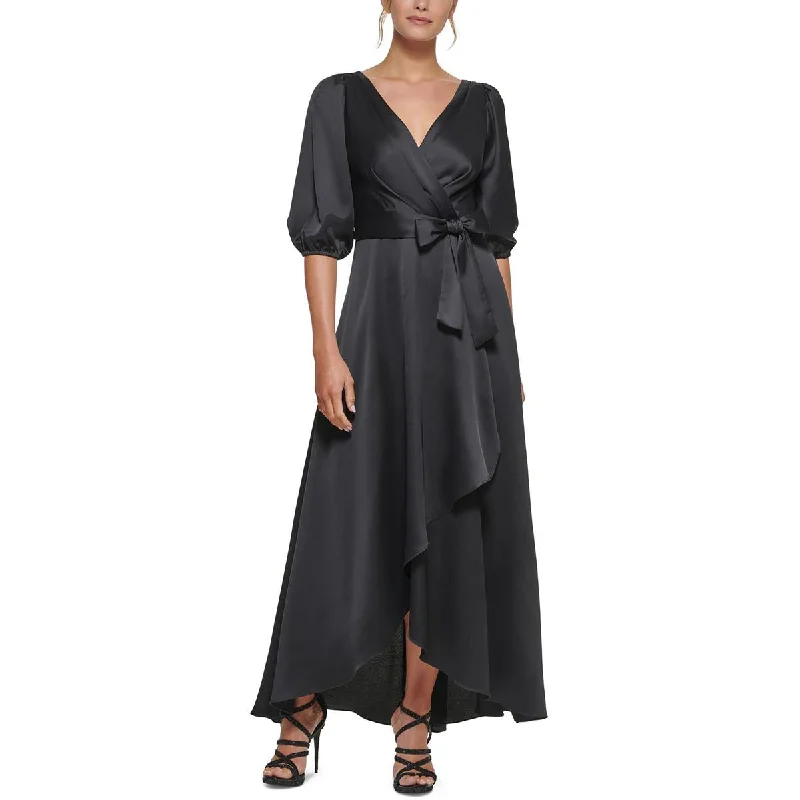 DKNY Womens Satin Belted Maxi Dress Cozy Longline Maxi Dress