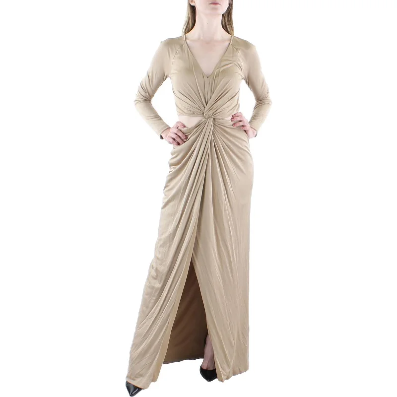 Donna Karan Womens Twist Front Long Maxi Dress Comfortable Bohemian Maxi Dress