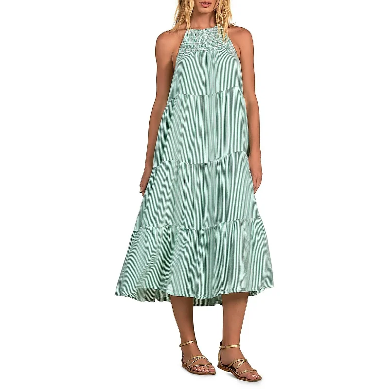 Elan Womens Striped Long Maxi Dress Fashionable Button-Down Maxi Dress