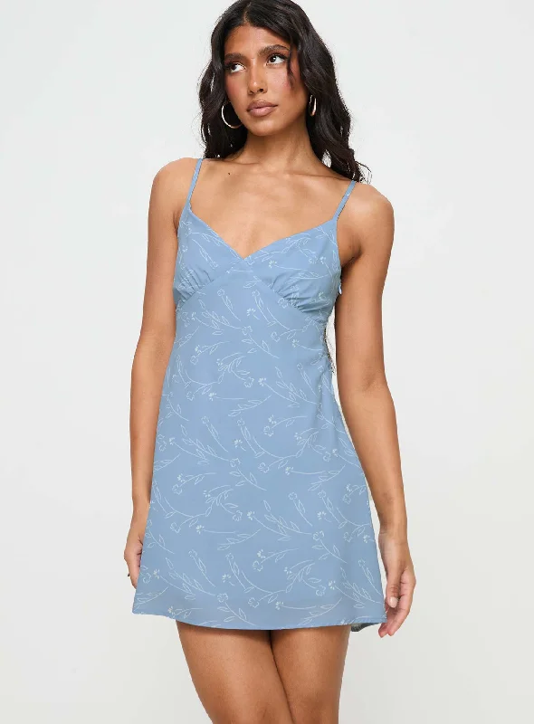 Emerie Mini Dress Blue Elegant Tulle Mini Dress