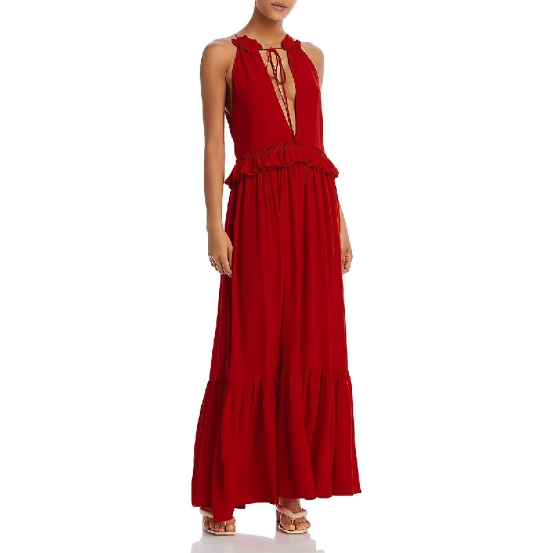 EVARAE Womens Tie Neck Maxi Maxi Dress Elegant Silk Maxi Dress