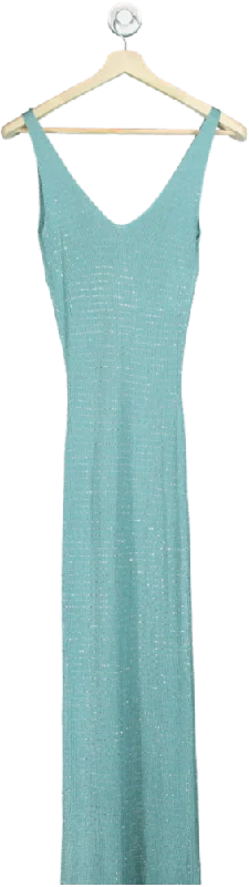 Fashion Nova Aqua Sleeveless Maxi Dress UK S Elegant Maxi Dress with Ruffles