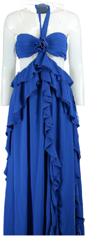 Fashion Nova Royal Rosalie Ruffle Maxi Dress UK XS Comfortable Ruffle Maxi Dress