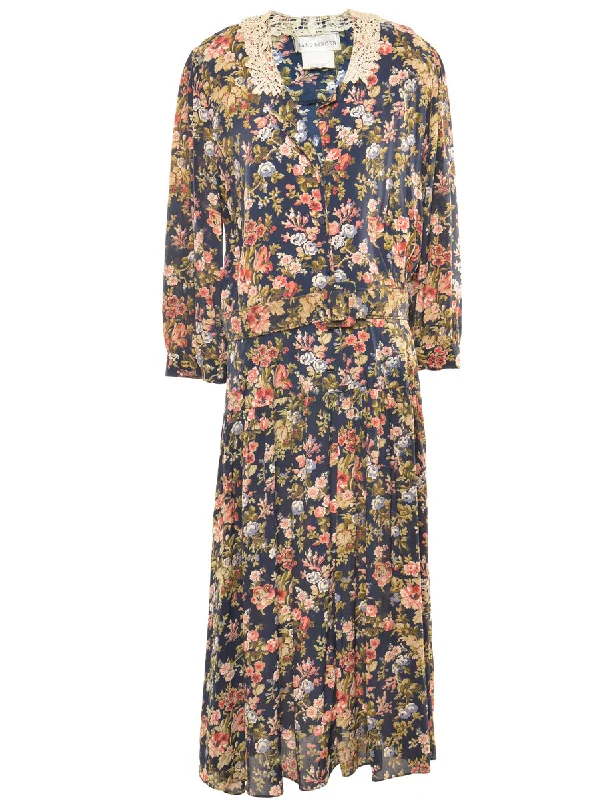 Floral Print Maxi Dress - XL Chic Boho Print Maxi Dress