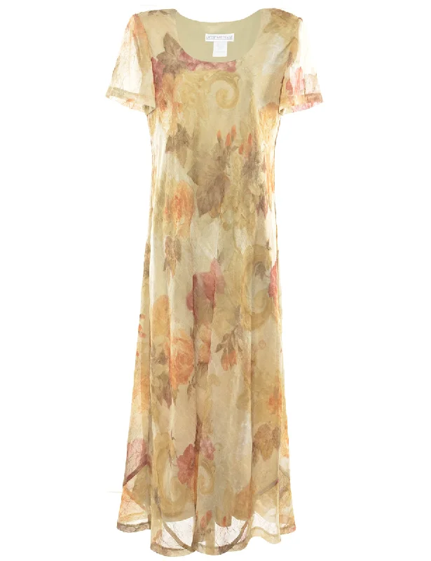 Floral Print Maxi Dress - XL Cozy Spaghetti Strap Maxi Dress