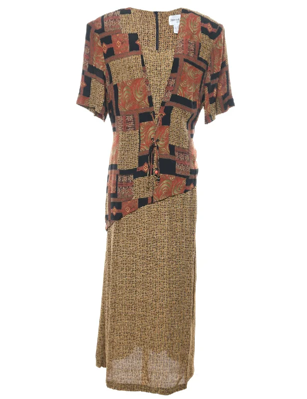 Geometric Pattern Maxi Dress - XL Stylish Longline Maxi Dress