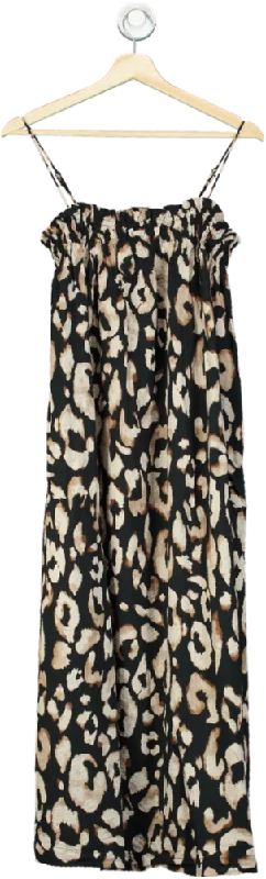 H&M Black Leopard Print Maxi Dress XS Trendy V-Neck Maxi Dress