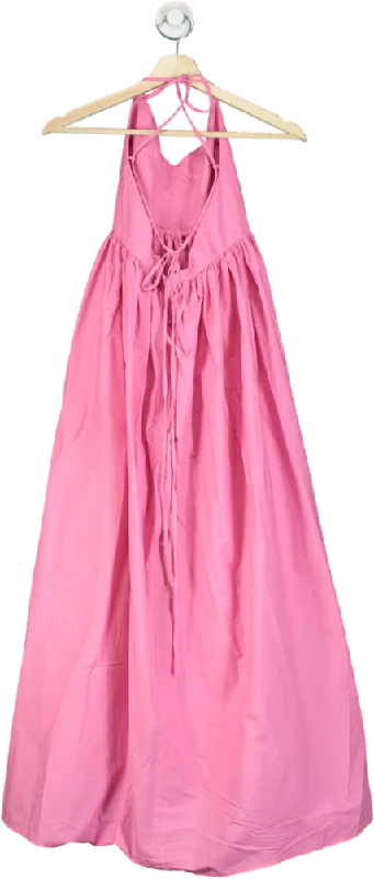 H&M Pink Maxi Dress Halter Neck UK XS Elegant Maxi Dress with Pockets