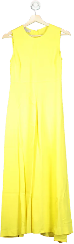 Hobbs Yellow Sleeveless Maxi Dress UK 6 Elegant Maxi Dress with Ruffles