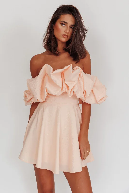 Kailynn Off-Shoulder A-Line Mini Dress Blush Chic Halter Mini Dress