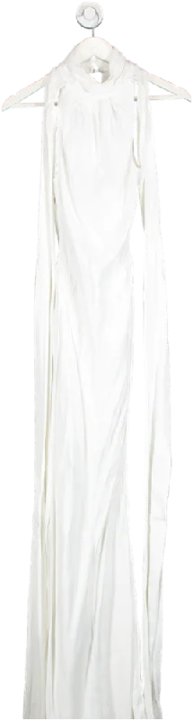 Karen Millen White High Necked Maxi Dress UK 6 Elegant Velvet Maxi Dress