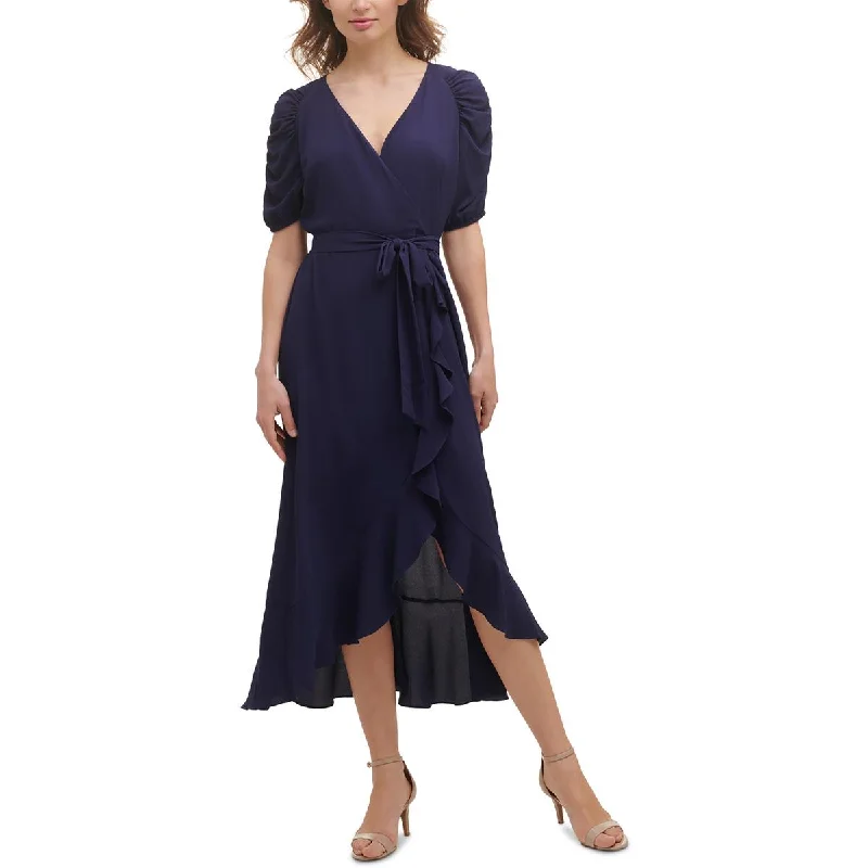 Kensie Womens Ruffled Long Maxi Dress Trendy Maxi Dress with Bow