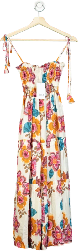 MISA Multicoloured Floral Print Maxi Dress UK XS Trendy Maxi Dress with Lace