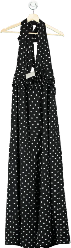 Miss Circle Black Polka Dot Halter Maxi Dress UK S Comfortable Maxi Dress with Slits