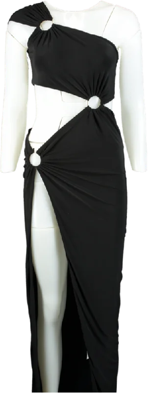 Misspap Black Recycled Slinky Ring Detail Maxi Dress UK 12 Fashionable Layered Maxi Dress