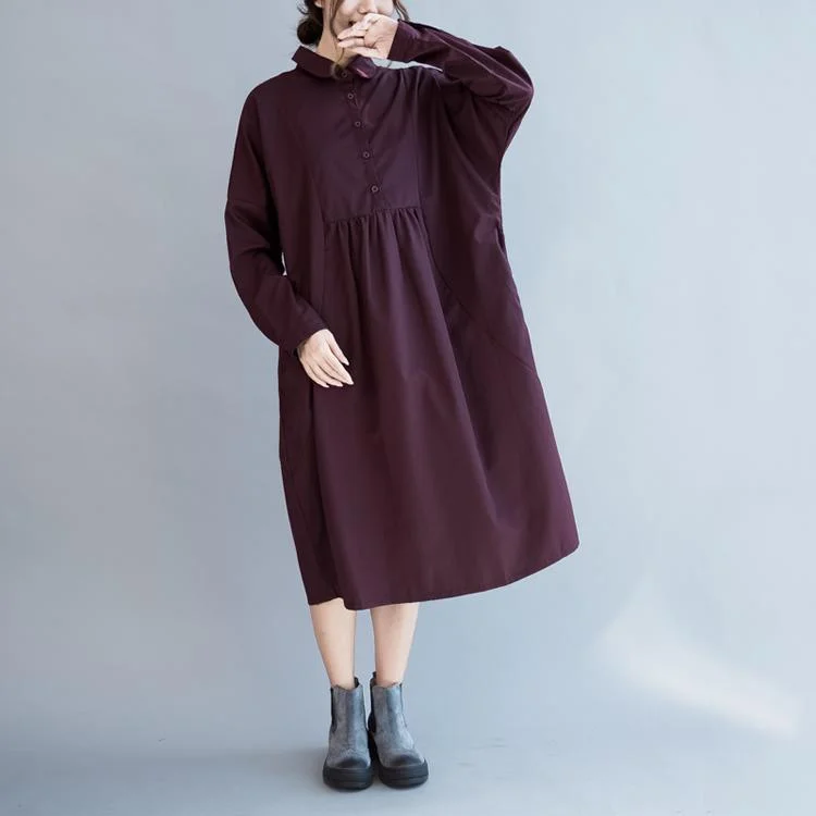 Mulberry oversize cotton dresses long sleeve maxi dress gowns Trendy Floral Print Maxi Dress