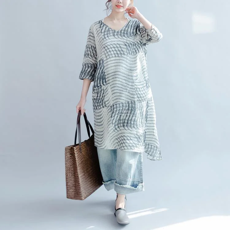 new  striped casaul sundress loose linen summer dress short sleeve maxi dress Stylish Button-Up Maxi Dress