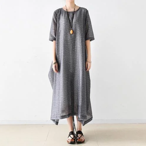 new summer maxi dress asymmetric drawstring baggy dresses oversize short sleeve sundress Elegant Maxi Dress with Drapes