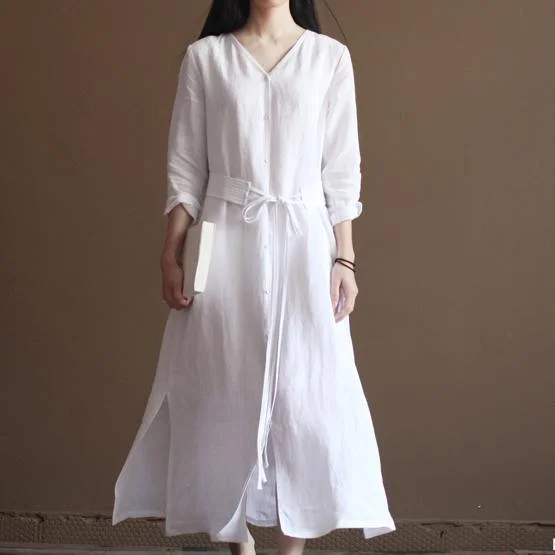 Nude linen dresses flowy linen maxi dress oversize linen clothing Elegant Floral Maxi Dress