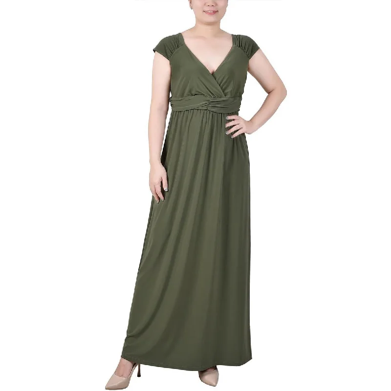 NY Collection Womens Petites Surplice Long Maxi Dress Comfortable Casual Maxi Dress