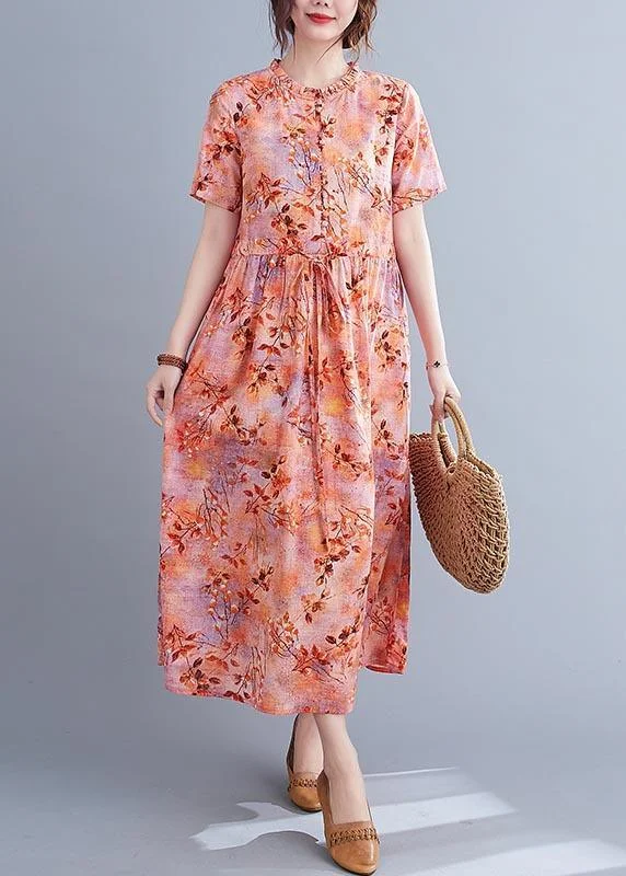 Organic Print Tie Waist Chiffon Ruffled Summer Maxi Dress ( Limited Stock) Stylish Longline Maxi Dress