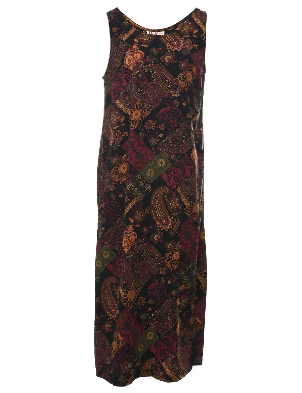 Paisley Print Maxi Dress - M Classic A-Line Maxi Dress