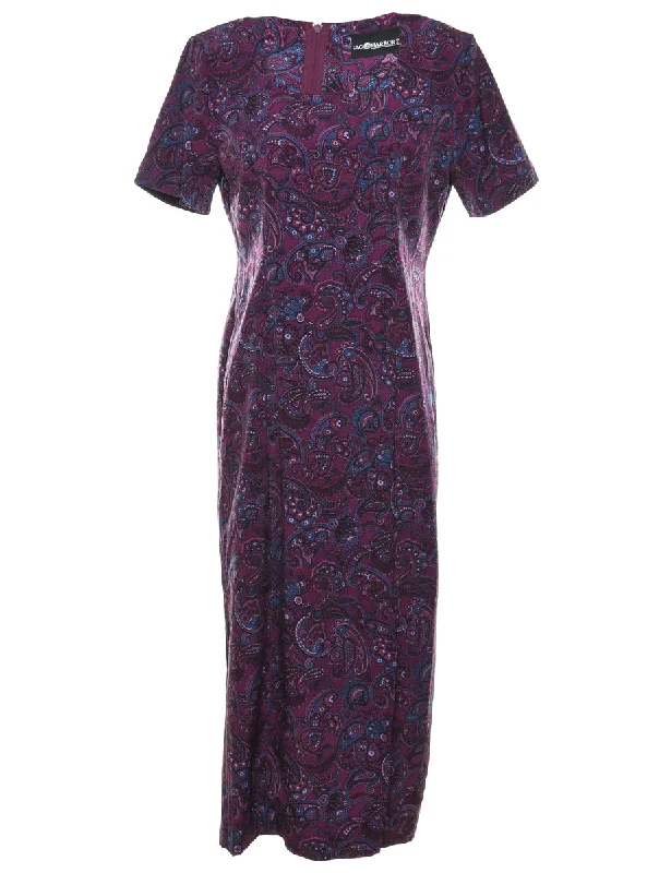 Paisley Print Maxi Dress - M Comfortable Fitted Maxi Dress