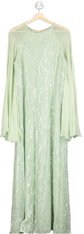 Anthropologie Payal Jain Mint Green Sequin Embellished Maxi Dress Size 14 Trendy Satin Maxi Dress