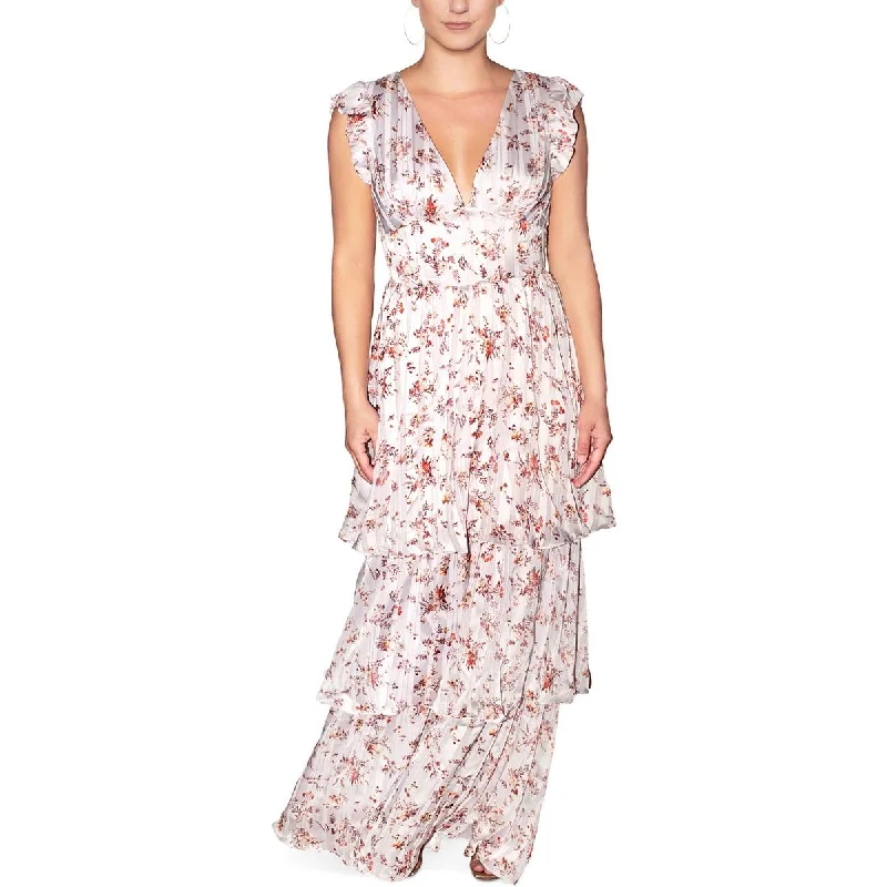 Rachel Rachel Roy Womens Metallic Floral Maxi Dress Cozy Wrap Maxi Dress