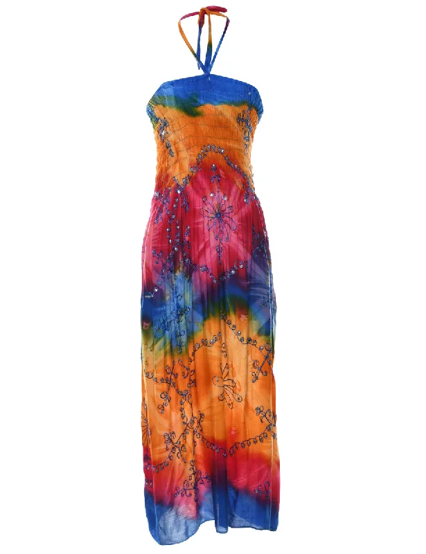 Rainbow Sequined Maxi Dress - S Cozy Ruffle Sleeve Maxi Dress