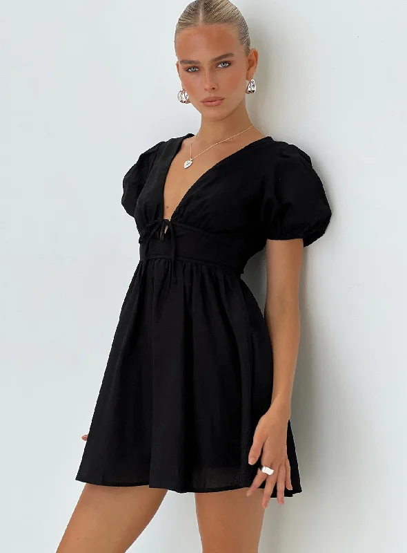 Raleigh Mini Dress Black Comfortable One-Shoulder Mini Dress