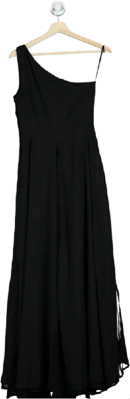 Religion Black One-Shoulder Maxi Dress UK 8 Elegant Velvet Maxi Dress