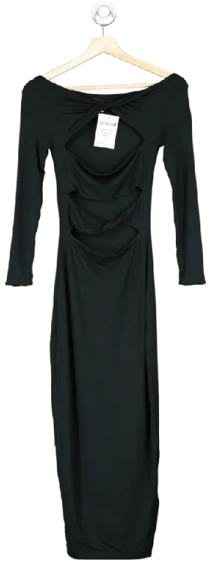 SER.O.YA Black Cutout Maxi Dress UK XS Stylish Longline Maxi Dress