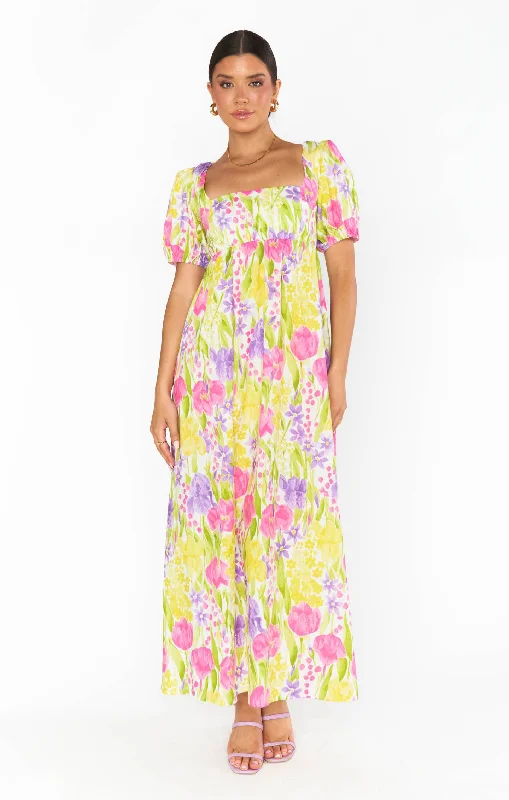 Smitten Midi Dress ~ Blooming Tulips Stylish Tiered Midi Dress