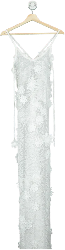 SNDYS. White Lace Maxi Dress UK M Elegant Tiered Maxi Dress