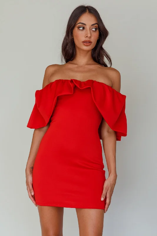 So Dramatic Off-Shoulder Mini Dress Tangerine Trendy Wraparound Mini Dress