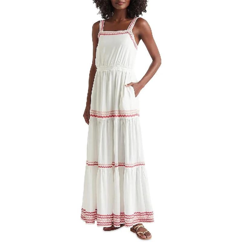 Splendid Womens Riviera Rick Rack Trim Elastic Maxi Dress Classic A-Line Maxi Dress