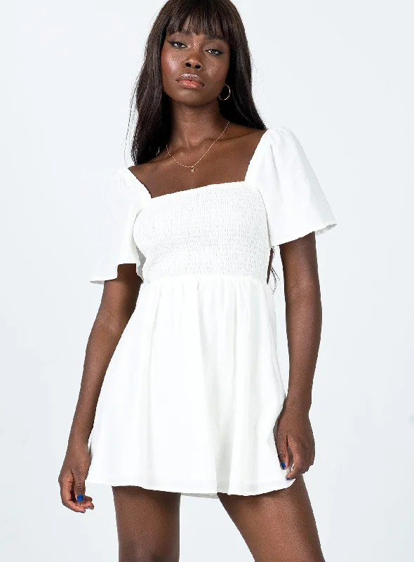 Summer Nights Mini Dress White Cozy Ribbed Mini Dress